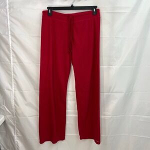 Jockey women's red‎ soft fleece pull on drawstring wide leg paisley pants lounge